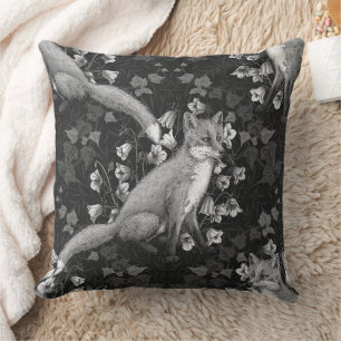 Fox, Glockenblumen und Efeu, einfarbig, silberne W Kissen