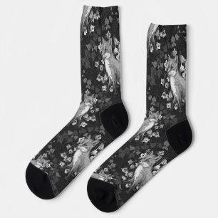 Fox, Glockenblumen und Efeu, einfarbig, silberne W Socken