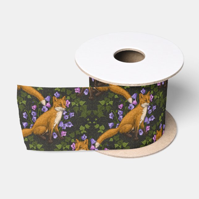 Fox, Glockenblumen und Efeu, grün, orange und viol Satinband (Spule)
