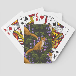Fox, Glockenblumen und Efeu, grün, orange und viol Spielkarten