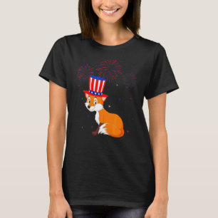 Fox Graphic Red White Fireworks Decor 4. T-Shirt