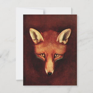 Fox Head Vintag Print Antique Animal Illustration Postkarte