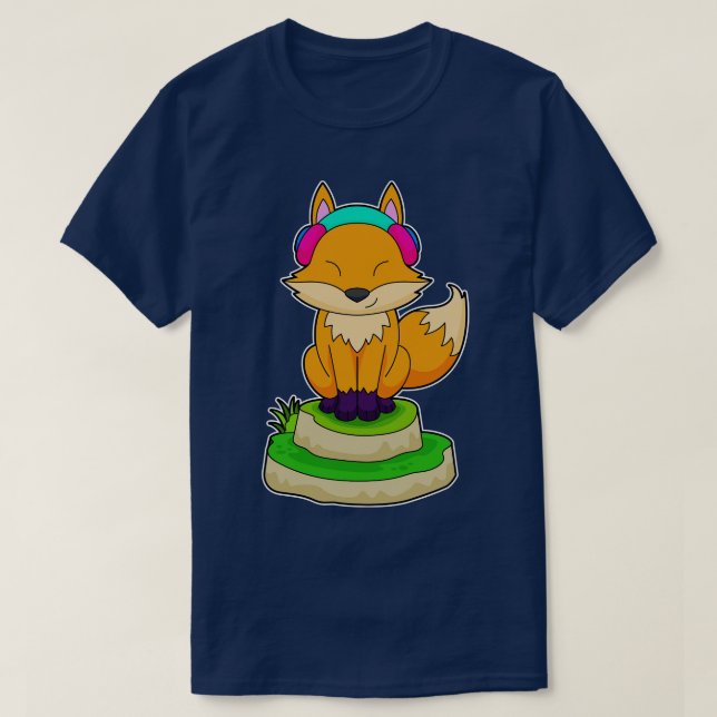 Fox-Headphone-Musik T-Shirt (Design vorne)