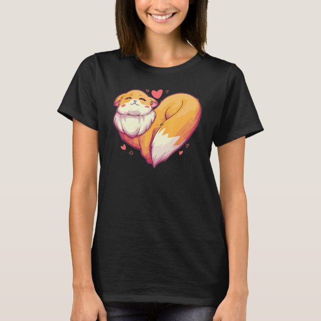 Fox Heart Retro Animal Wild Zoo Classic Passion T-Shirt (Vorderseite)