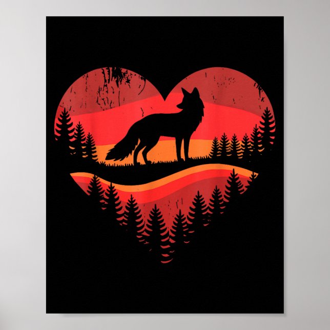 Fox Heart Valentines Animal Fox Lover Men Women Gi Poster (Vorne)