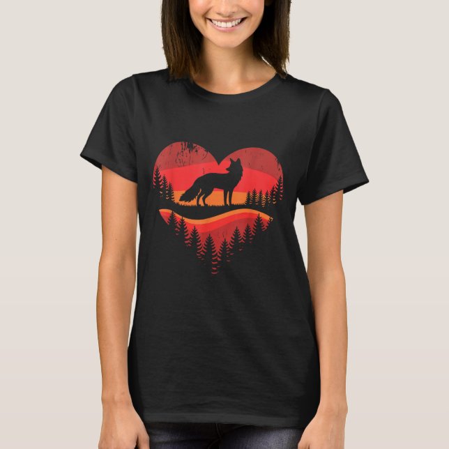 Fox Heart Valentines Animal Fox Lover Men Women Gi T-Shirt (Vorderseite)