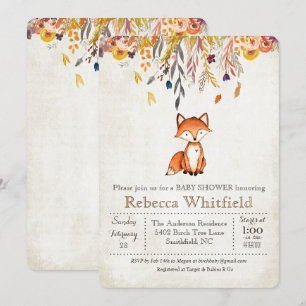 Fox Herbstlaubs Pumpkin Baby Dusche Einladung