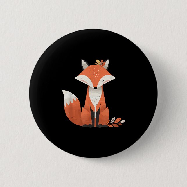 Fox Herbstleaves Süße Tier Woodland Fall Natur Button (Vorderseite)