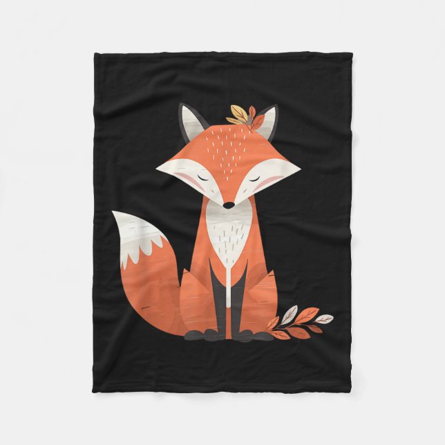 Fox Herbstleaves Süße Tier Woodland Fall Natur Fleecedecke (Vorderseite)