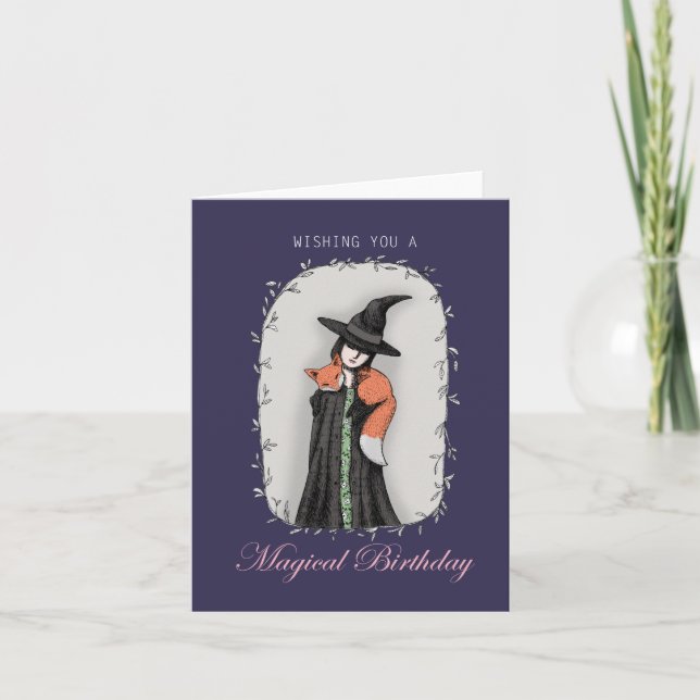 Fox Hexe Magical Goth Art Hexenkunst Foxy Woman Karte (Vorderseite)