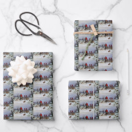 Fox Hunt Huntsmen Hunds kehrend Zuhause Winter Geschenkpapier Set