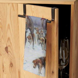 Fox Hunt Huntsmen und Hunden kehren Zuhause zurück Geschirrtuch