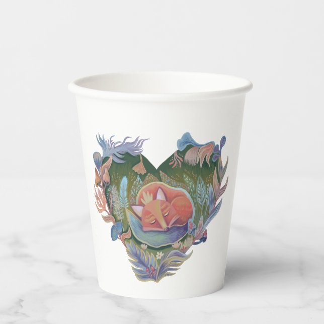 Fox Illustration Earth Day Pappbecher (Vorderseite)