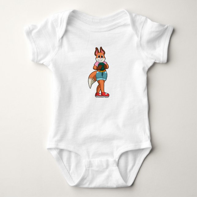 Fox im Bowling mit Bowlingball Baby Strampler (Vorderseite)