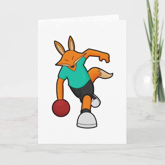 Fox im Bowling mit Bowlingball Karte (Vorderseite)