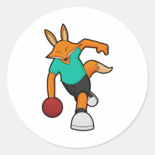 Fox im Bowling mit Bowlingball Runder Aufkleber