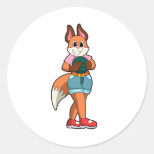 Fox im Bowling mit Bowlingball Runder Aufkleber