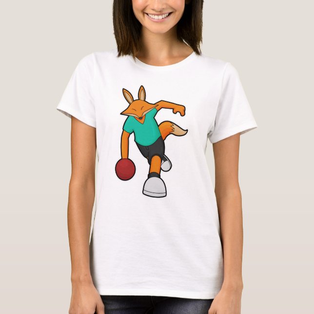 Fox im Bowling mit Bowlingball T-Shirt (Vorderseite)