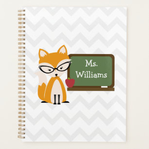 Fox im Chalkboard Zickzack Personalisierte Lehreri Planer