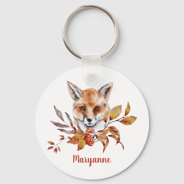 Fox im Herbst / Herbstleaves Schlüsselanhänger (Vorderseite)
