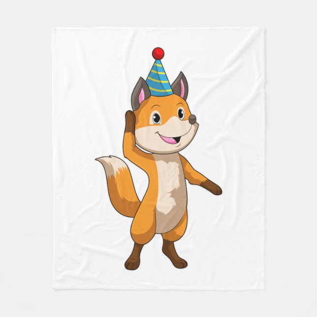Fox im Party mit Party Hut Fleecedecke (Vorderseite)