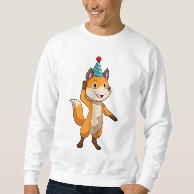 Fox im Party mit Party Hut Sweatshirt (Vorderseite)