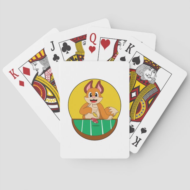 Fox im Poker mit Poker-Chips Spielkarten (Rückseite)