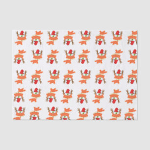 Fox im Ren-Weihnachtsmannmütze-Muster-ersten Seidenpapier