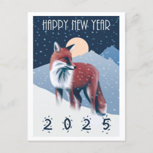 Fox im Schnee   Frohes neues Jahr 2025 Postkarte