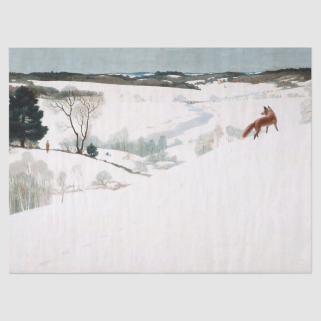 Fox im Schnee von Newell Convers Wyeth Seidenpapier (Vorderseite)