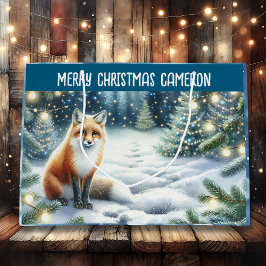 Fox im verzauberten Wald Personalisierte Weihnacht Große Geschenktüte