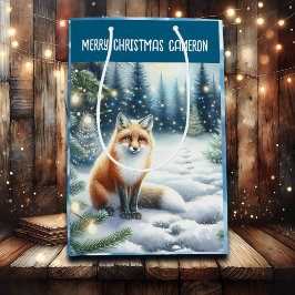 Fox im verzauberten Wald Personalisierte Weihnacht Mittlere Geschenktüte