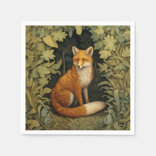 Fox im Wald, Jugendstil Serviette (Vorderseite)