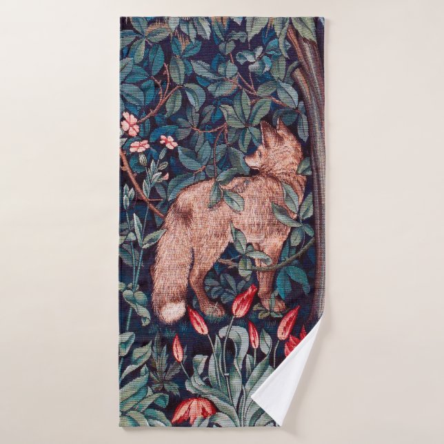 Fox im Wald, William Morris Badehandtuch (Badehandtuch)
