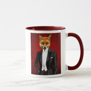 Fox in Abend Anzug, Portrait Tasse