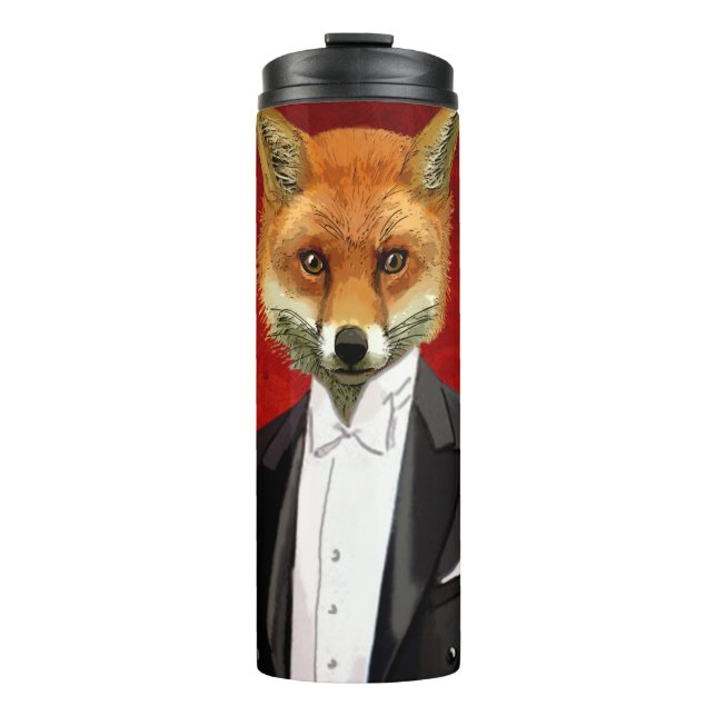 Fox in Abend Anzug, Portrait Thermosbecher (Vorderseite)