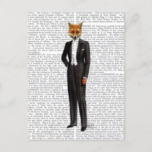 Fox in Abend Anzug voll Postkarte