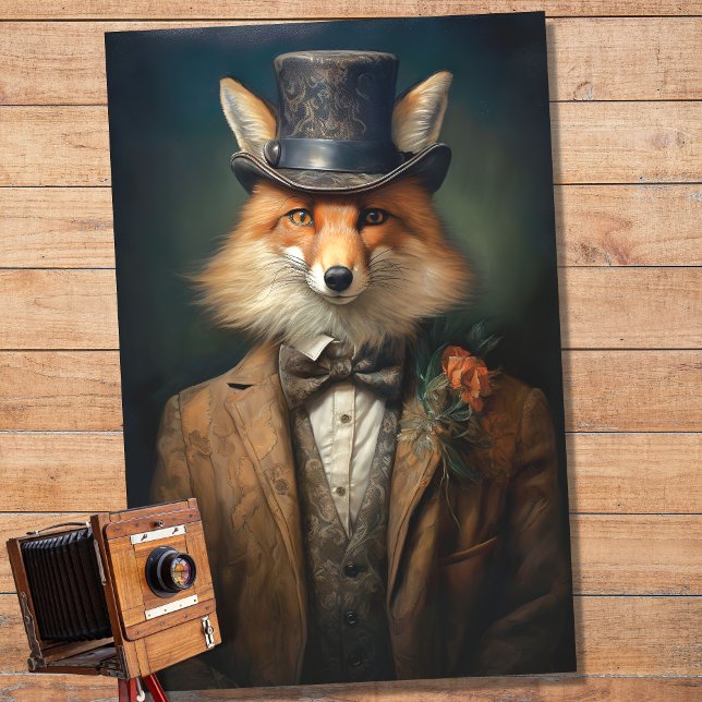 Fox in Anzug und Hat 3 Decoupage Paper Seidenpapier (Von Creator hochgeladen)