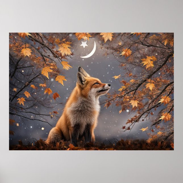 Fox in Autumn Colors Mystical Magical Pretty Poster (Vorne)