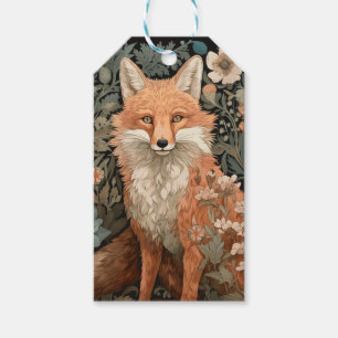 Fox in Autumn Garden William Morris Style Geschenkanhänger