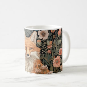 Fox in Autumn Garden William Morris Style Kaffeetasse