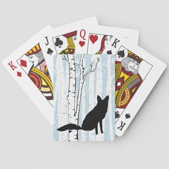 Fox in Birken-Waldspielkarten Spielkarten (Rückseite)