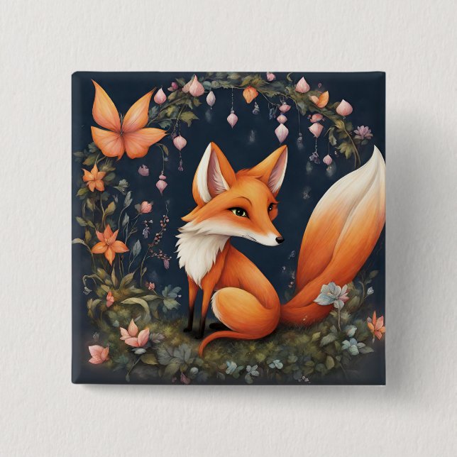 Fox in Bloom Button (Vorderseite)
