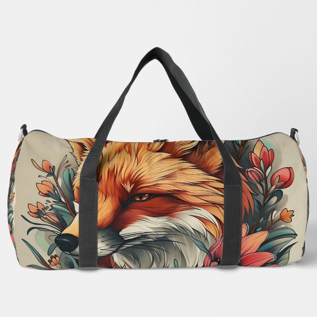 Fox in Blume Duffle Bag (Vorderseite)