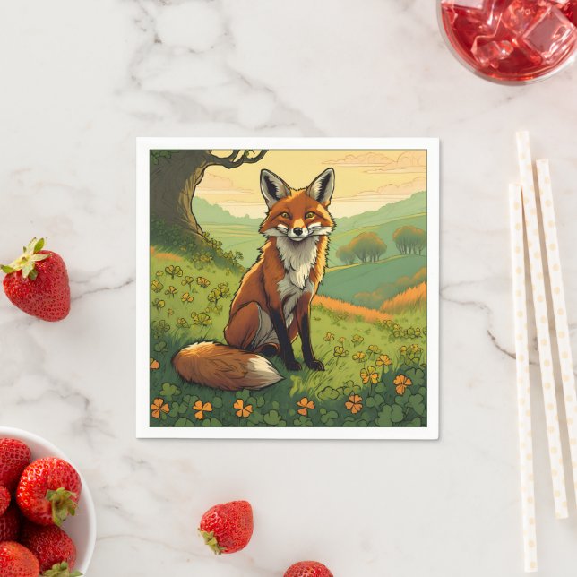 Fox in den Kleeblättern Serviette (Beispiel)