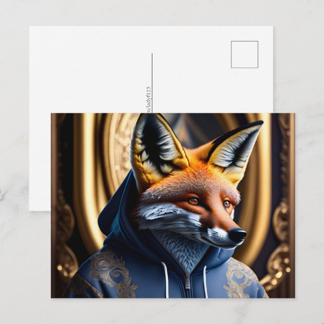 Fox in der Hoodie, Postüberquerung Postkarte (Vorne/Hinten)