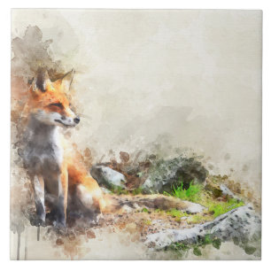Fox in der Wildmalerei Fliese