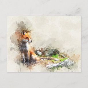 Fox in der Wildmalerei Postkarte