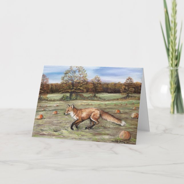 Fox in einer Kürbis-Flecken-Kunst-Gruß-Karte Karte (Vorderseite)