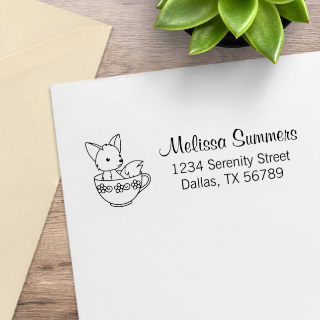 Fox in einer Teacup-Adresse Gummistempel (Von Creator hochgeladen)